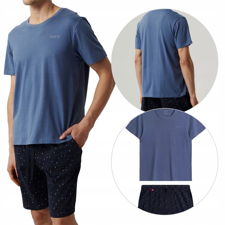 Pánské Pyžamo Atlantic S Krátkým Rukávem Kraťasy NMP385/NE/GRA/L