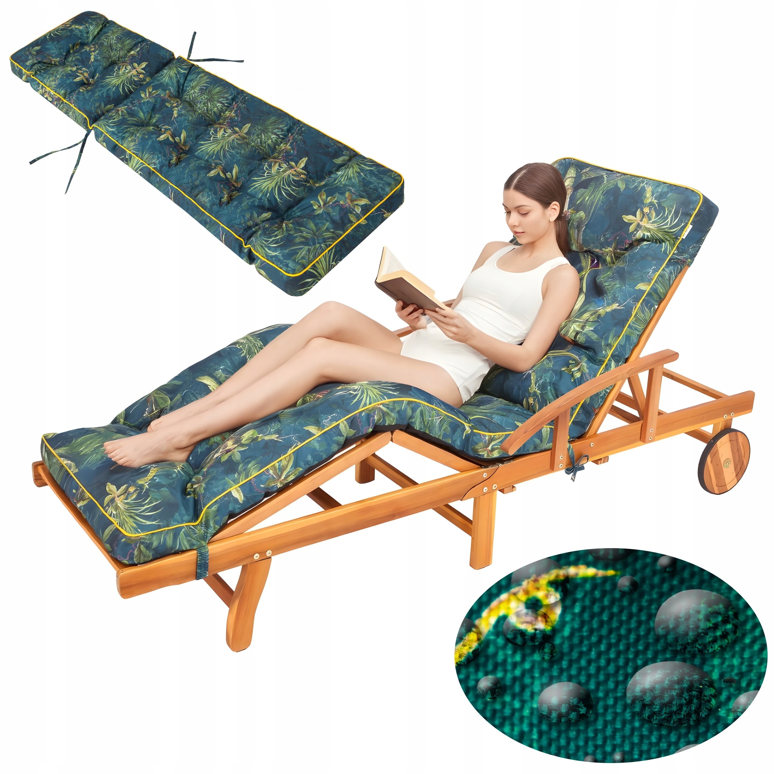 Dlhý vankúš na záhradné ležadlo Vankúš na nábytok vodotesný 201 x 55 cm