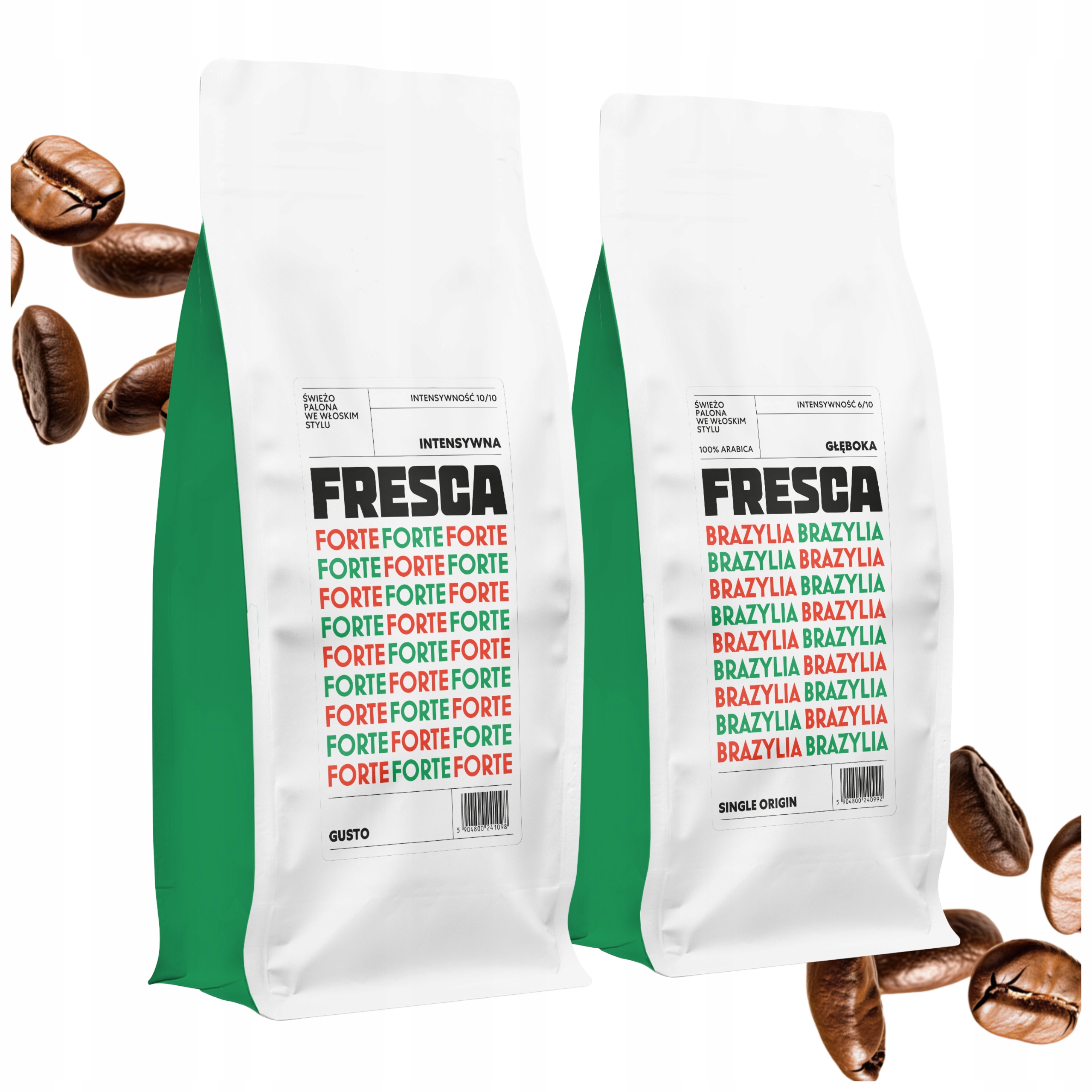Levně Sada Káv 2 kg Brazílie Forte blend Fresca Čerstvě Opálená pro Eskpres