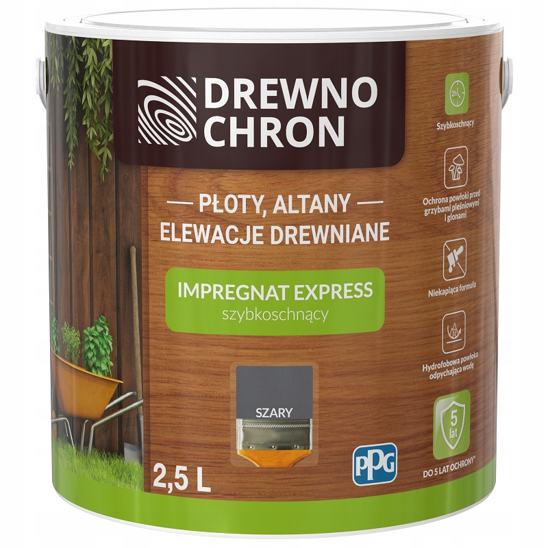 

Drewnochron Impregnat Express do drewna szary 2,5L