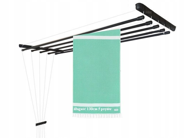 Suszarka Sufitowa Mars dł.120cm 5 prętów czarna