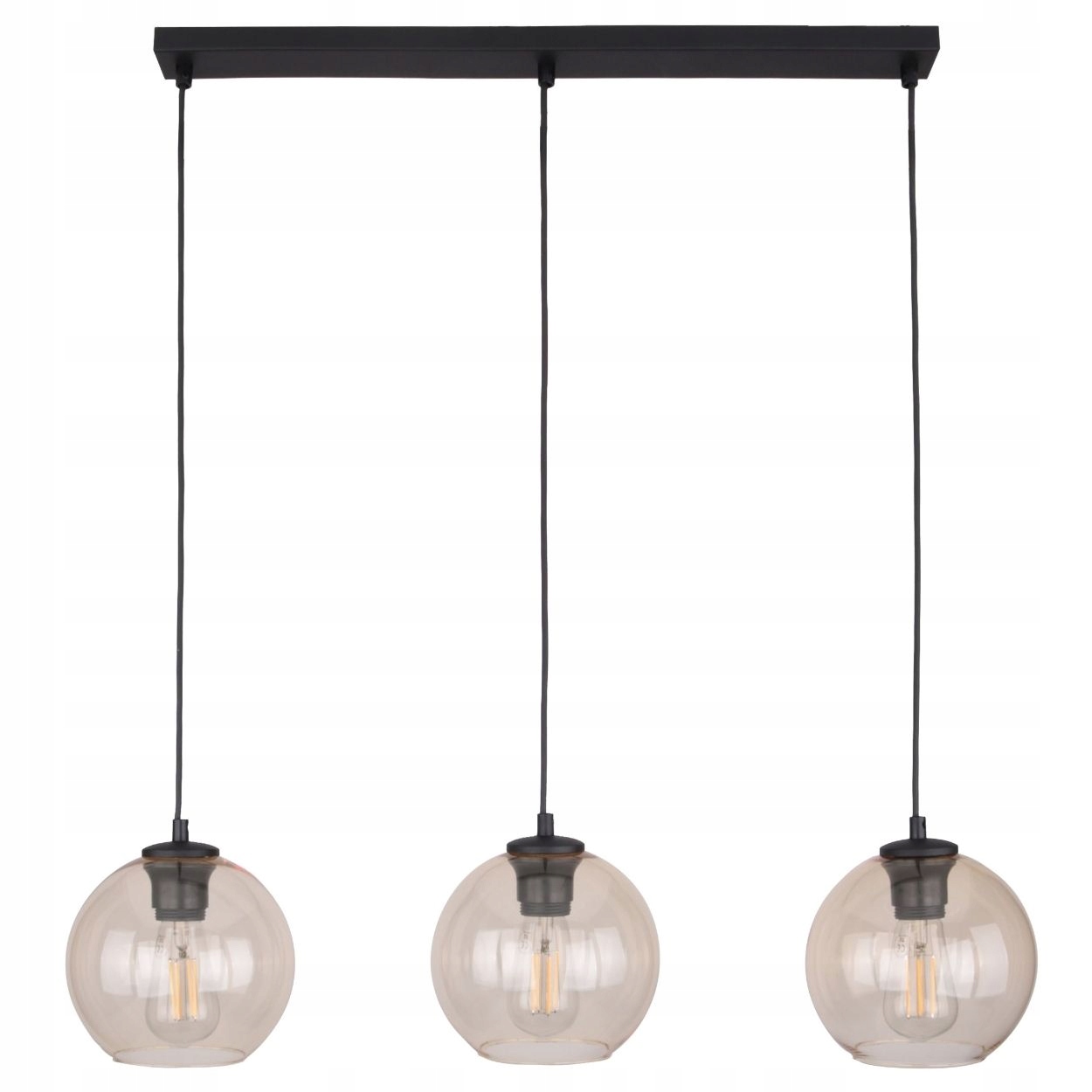 Závesná lampa Cubus čierna s jantárovým tienidlom 3xE27 Nad Jedálenský Stôl IP20