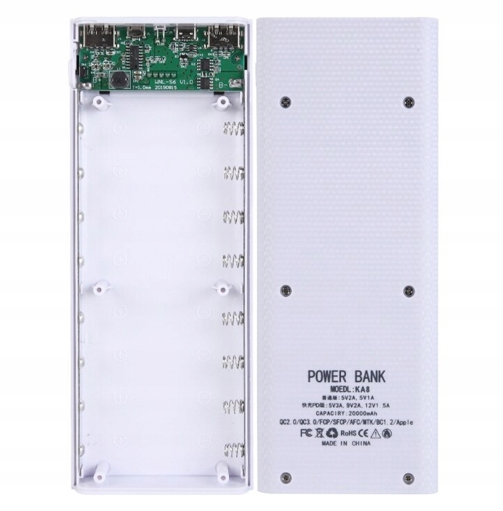 Корпус PowerBank 8x18650 2xUSB USB C витой корпус QC3 пластиковый материал