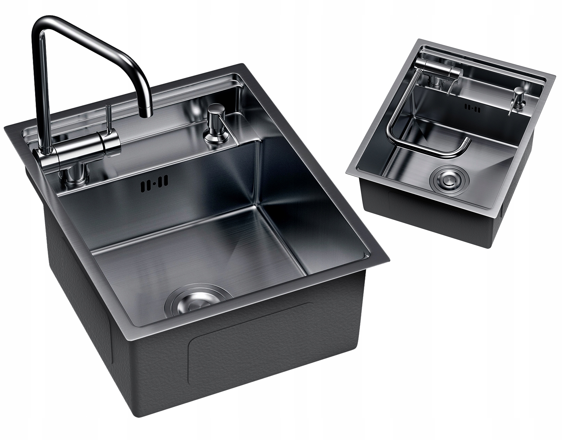 Umývadlo Oceľové Uzamykateľné Veko Kohútika Dávkovač Komplet Čierna Metalíza ERI40