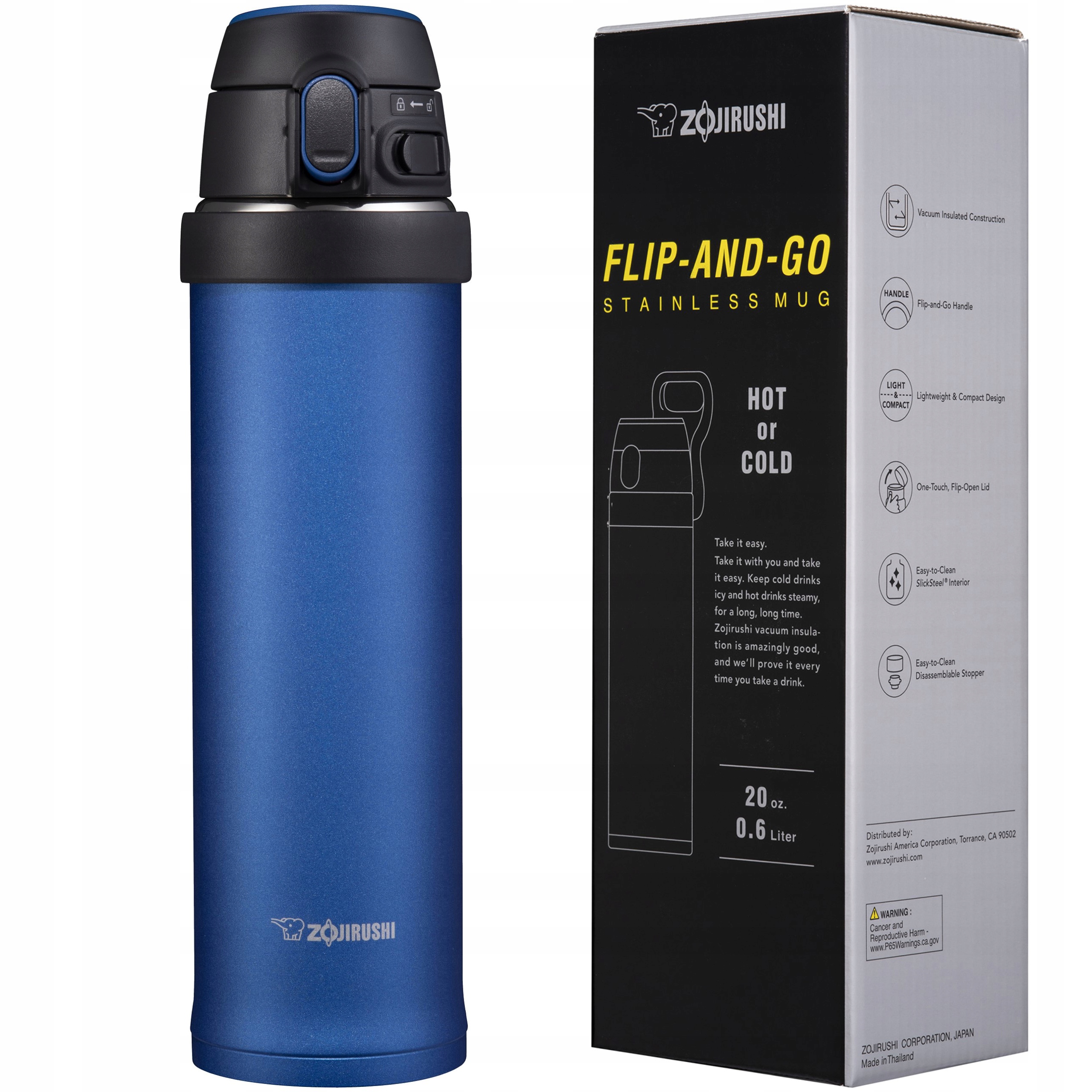 Termohrnek termoska Zojirushi QAF60-AK 0,6L modrá na procházku