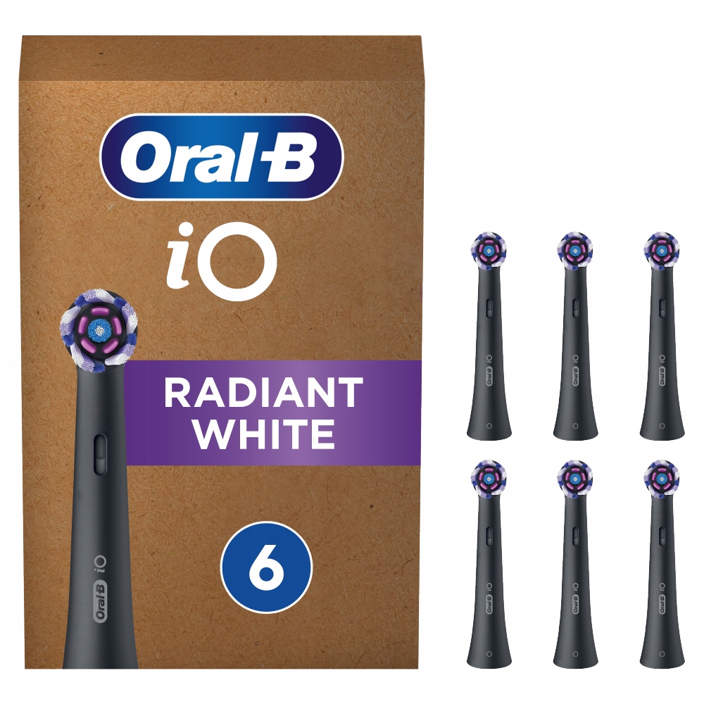 Oral-B iO Radiant White Końcówki wymienne do szczoteczki czarne, 6 sztuk