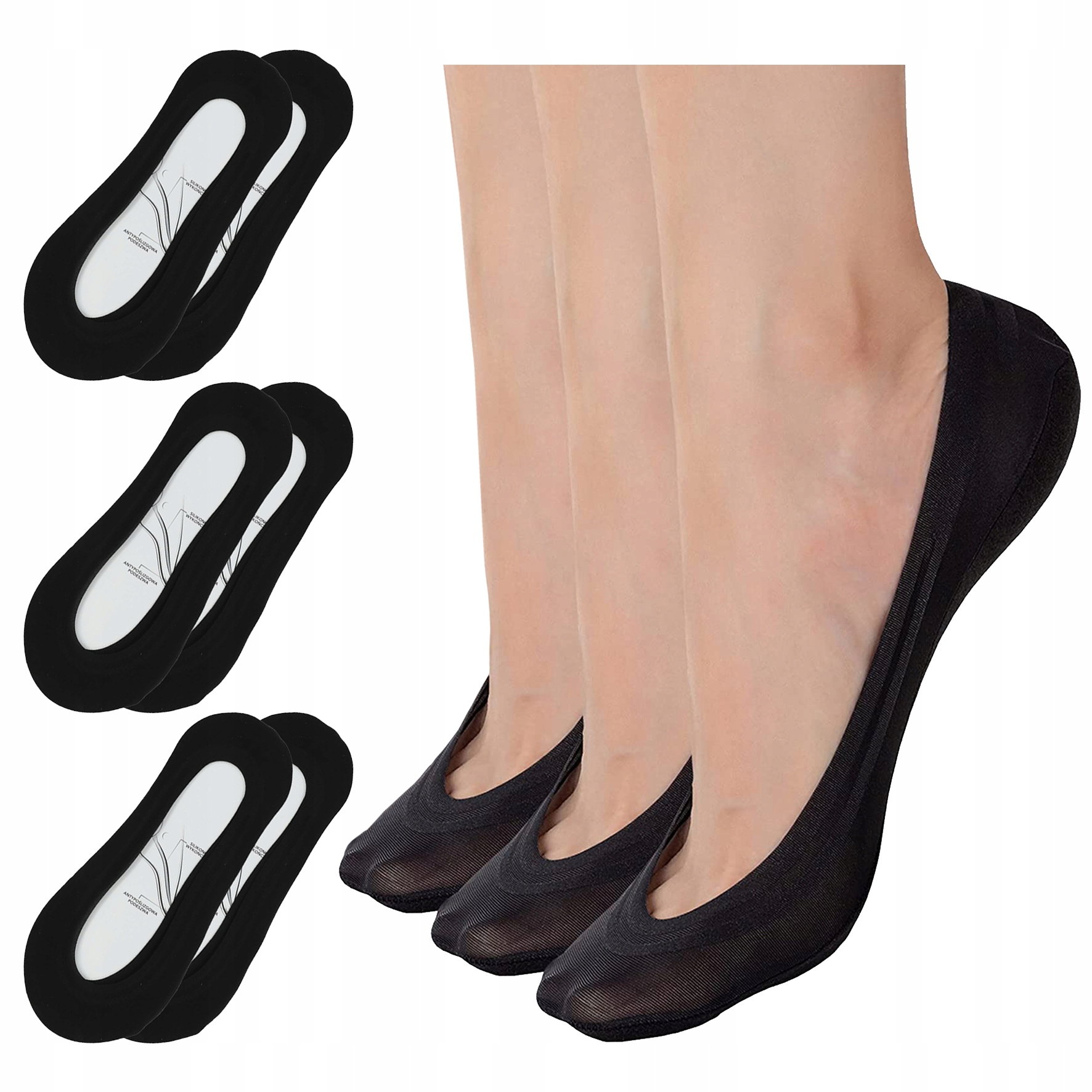 

Niskie Stopki Balerinki Laserowo Cięte 3 Pary