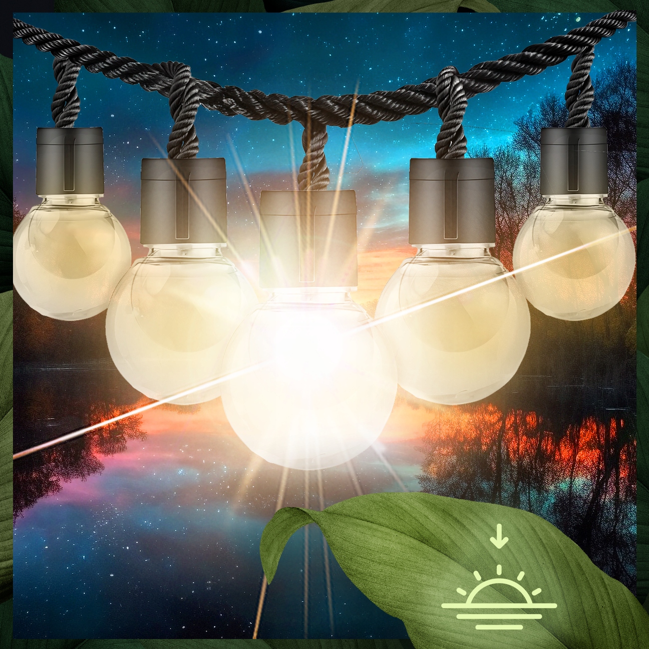 GIRLANDA SOLARNA OGRODOWA ŚWIETLNA XXL 20 ŻARÓWEK NA BALKON KULKI ŁAŃCUCH Średnica kuli 3 cm