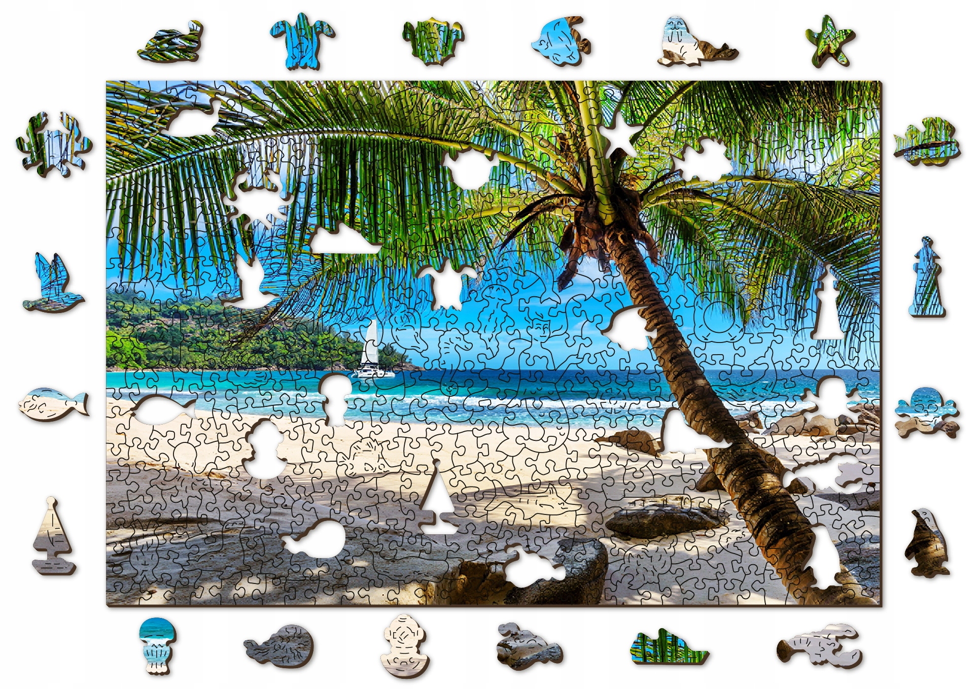 Puzzle Drewniane Paradise Island Beach 500 +5 el