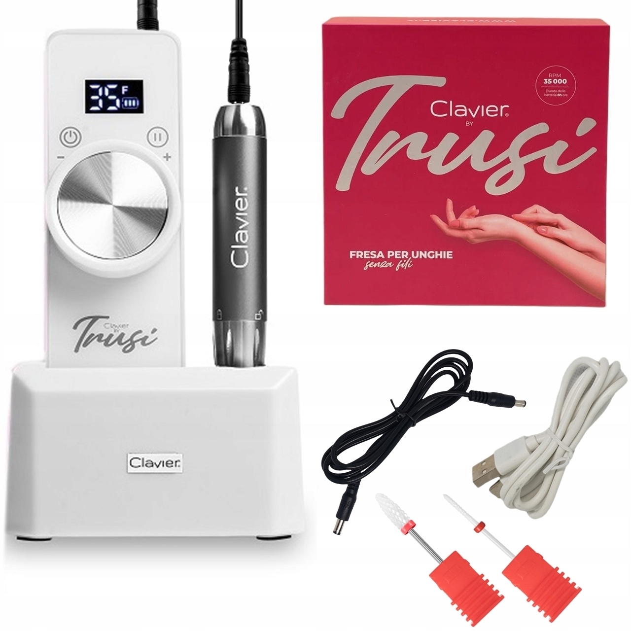 FREZARKA PAZNOKCI CLAVIER PRZENOŚNA BEZPRZEWODOWA AKUMULATOROWA 65W TRUSI