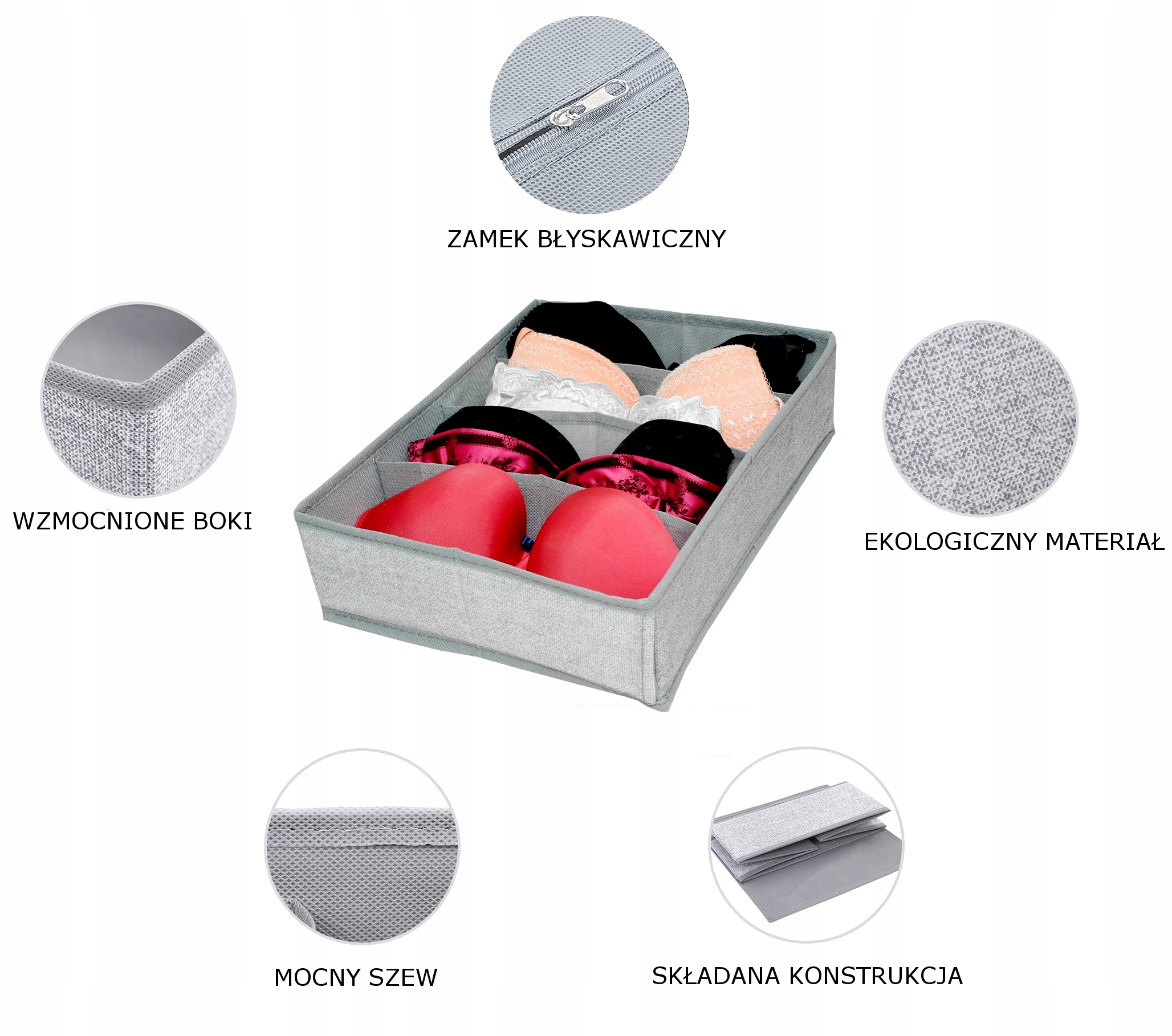 ORGANIZER NA BIELIZNĘ BIUSTONOSZE DO SZUFLADY 2 SZTUKI Rodzaj organizer do szuflady