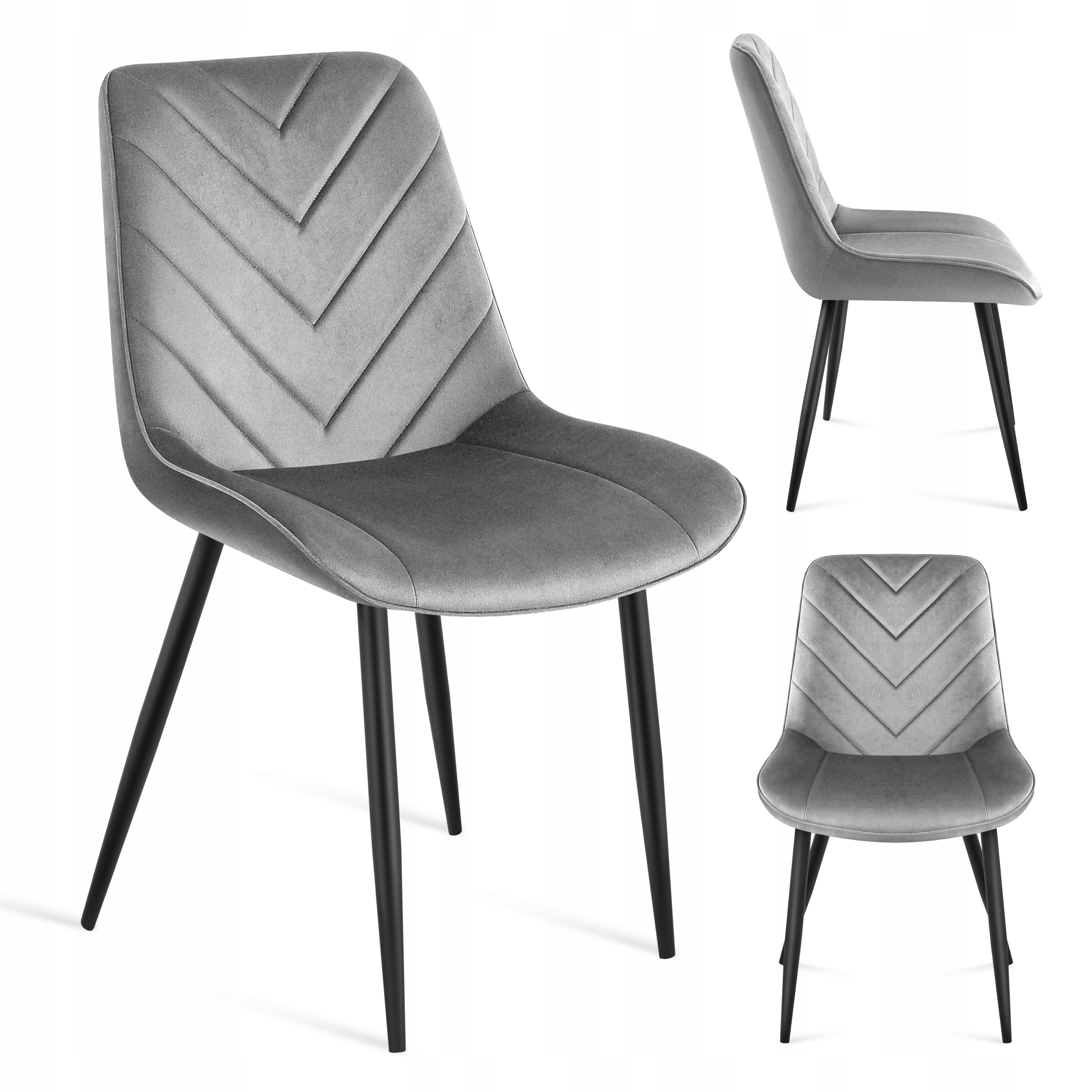 Krzesło welurowe tapicerowane Mark Adler szare do jadalni salonu loft