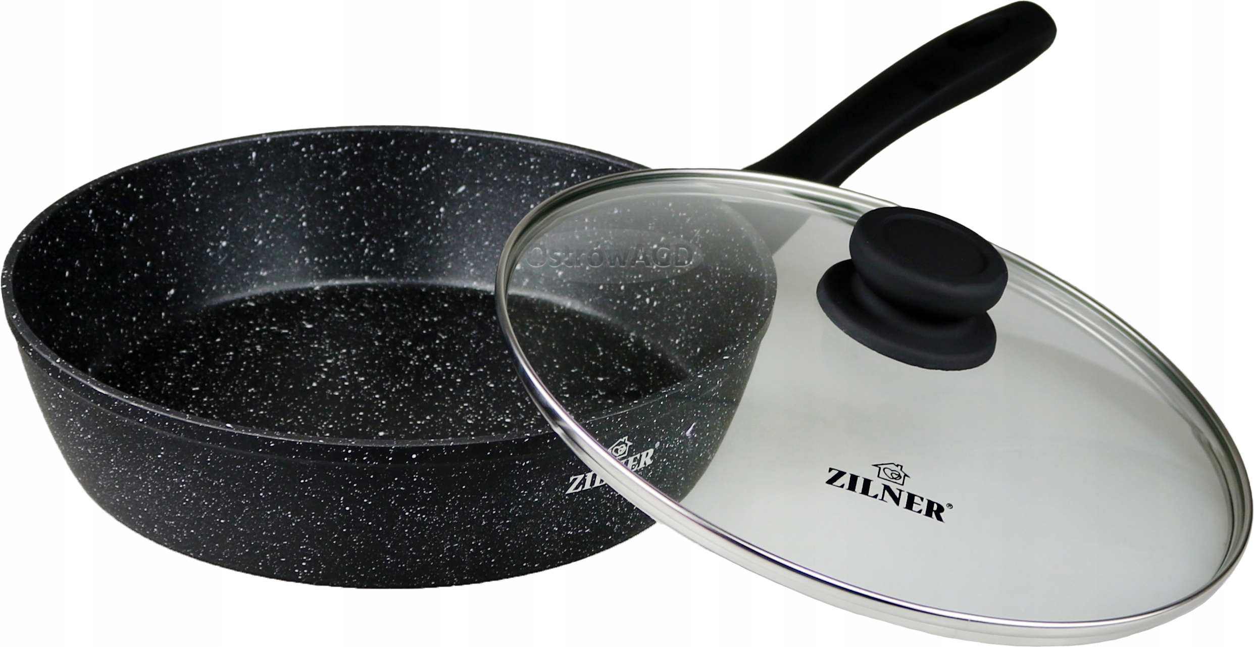 

Czarna Patelnia Marmurowa z Pokrywką 26cm Zilner