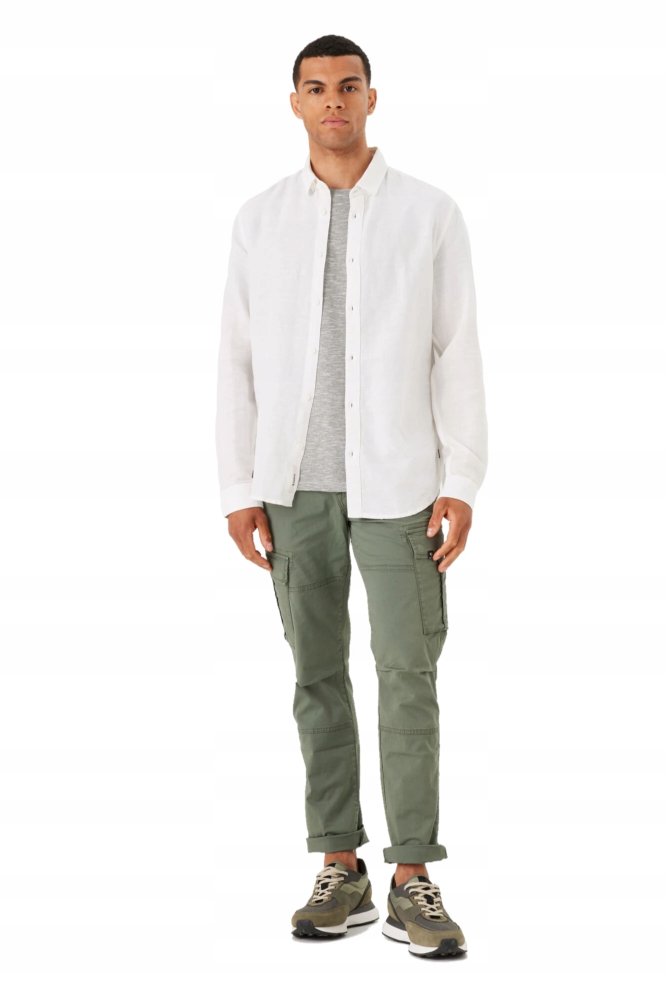 Garcia pánská lněná košile s dlouhým rukávem, bílá, regular, M