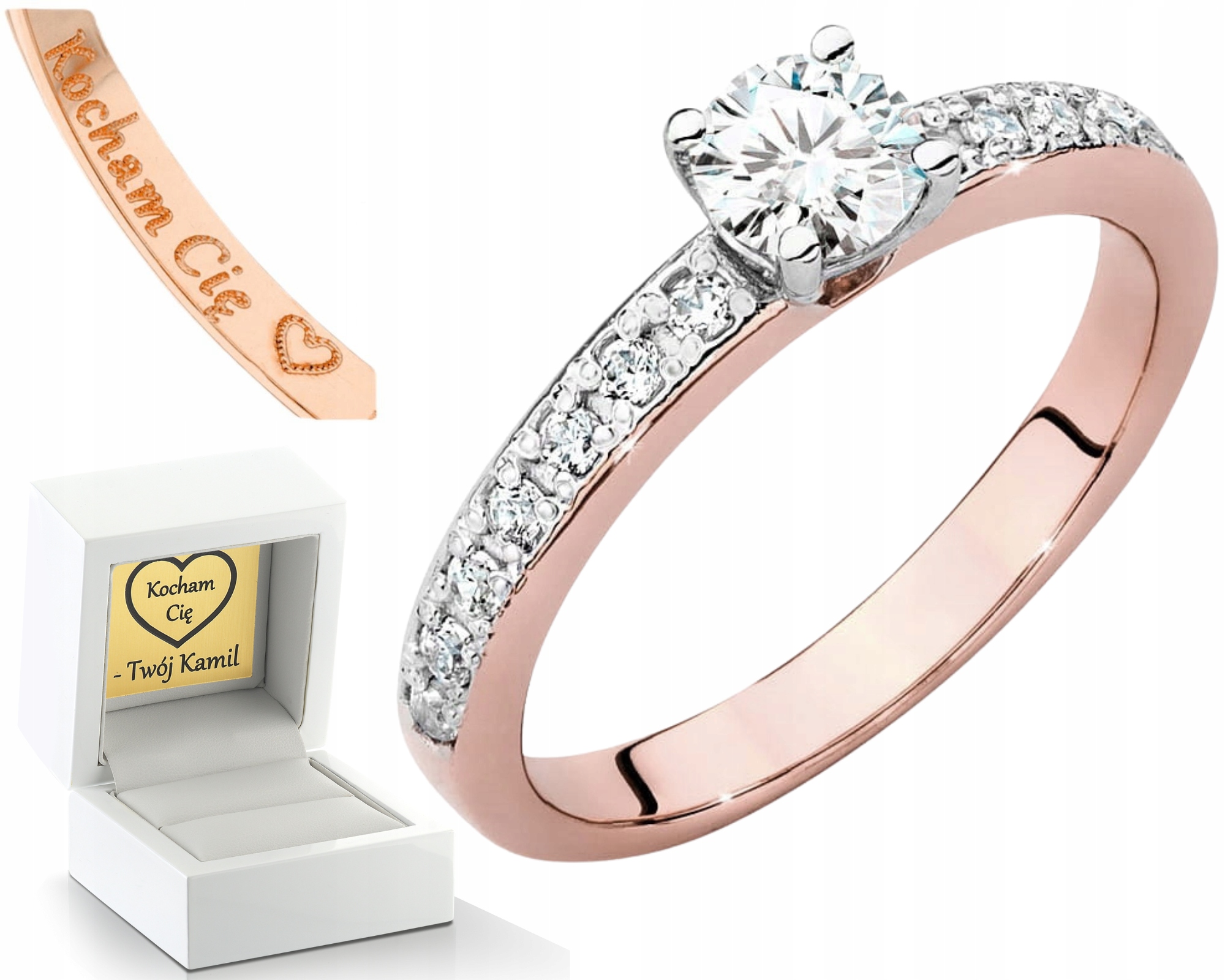 Růžové Zlato Prstýnek Laboratoriánské Diamanty Jako Dárek Zlato 585 14K