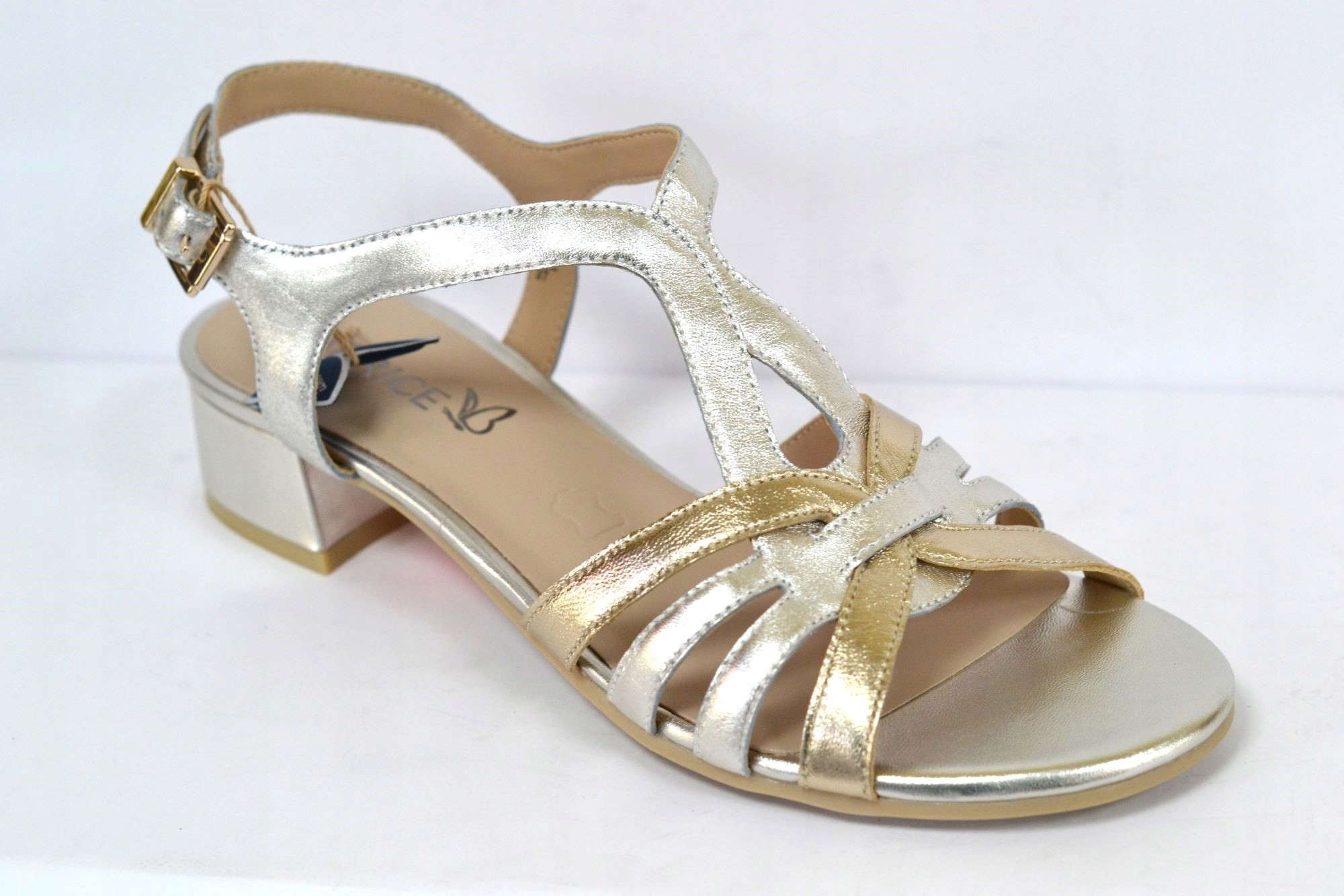 Caprice 28200-44 Stříbrné/zlaté Sandály S Blockem Vel. 38