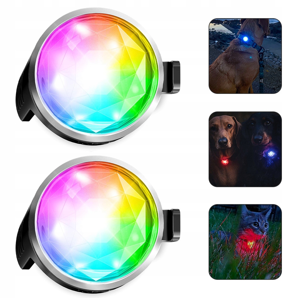 Světlo Na Obojek Pro Psa Kočku Rgb 8 Režimů Nabíjení Typu C Voděodolné