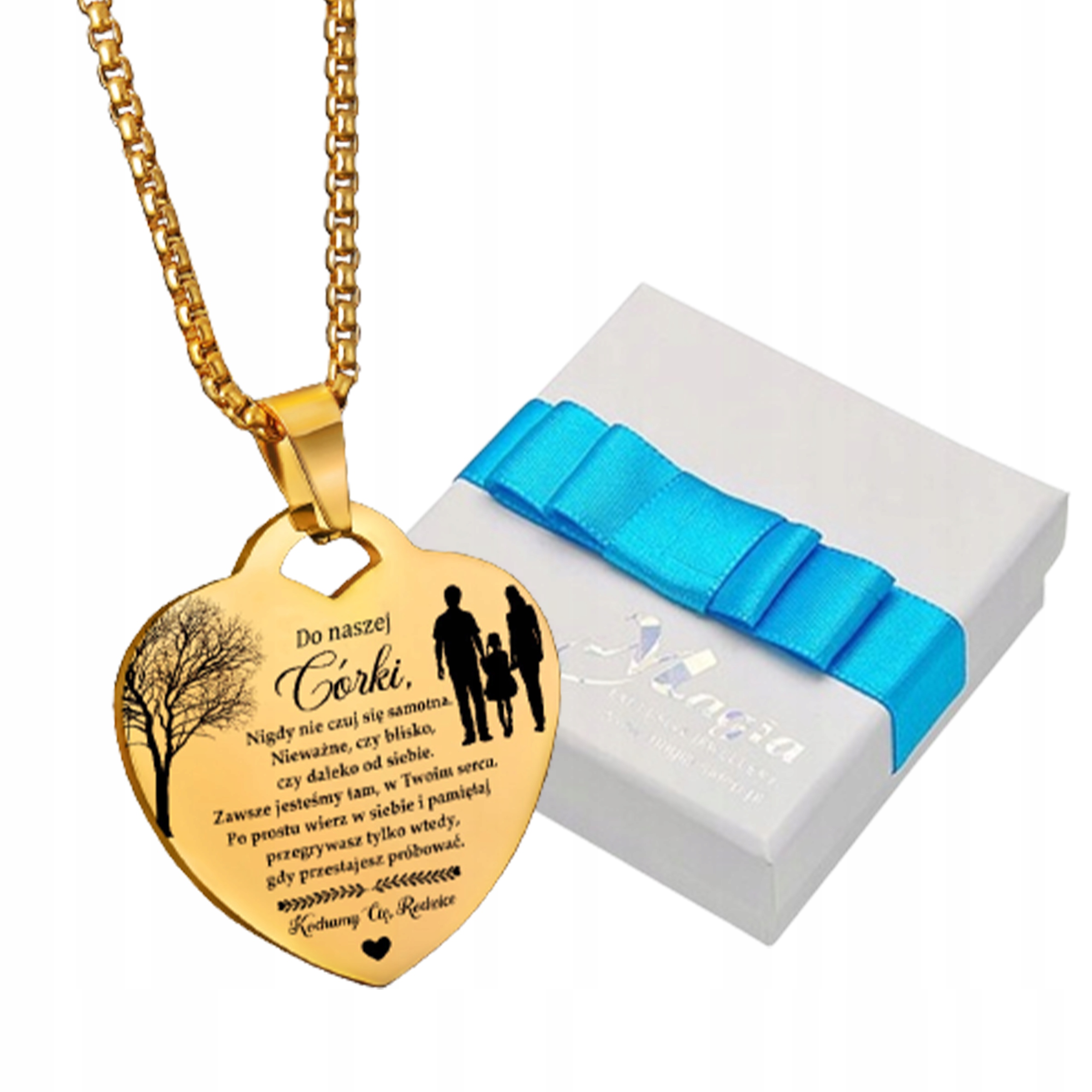 

Złoty Naszyjnik Serce Od Rodziców Dla Córki Grawer