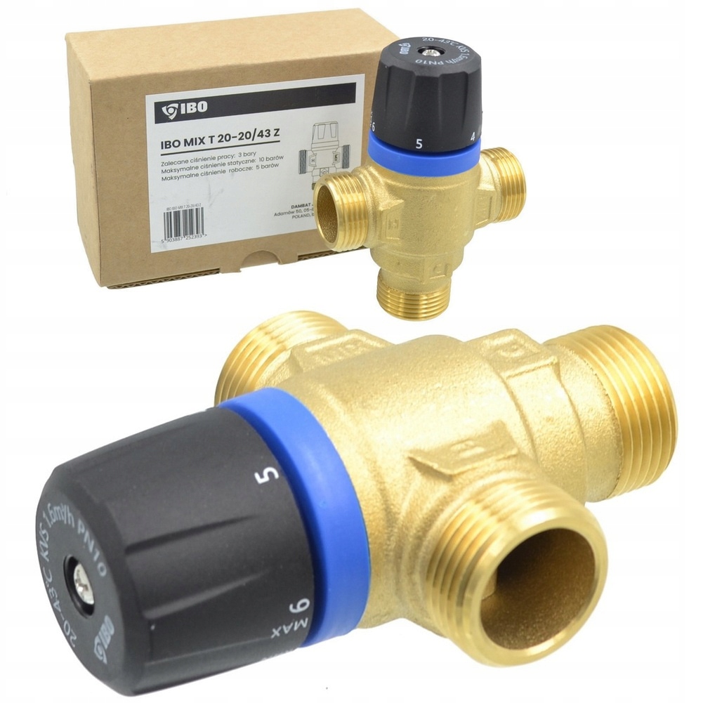 Termostatický Třícestný Směšovací Ventil 3/4" DN20 Kvs 1,6 m3/h 20-4