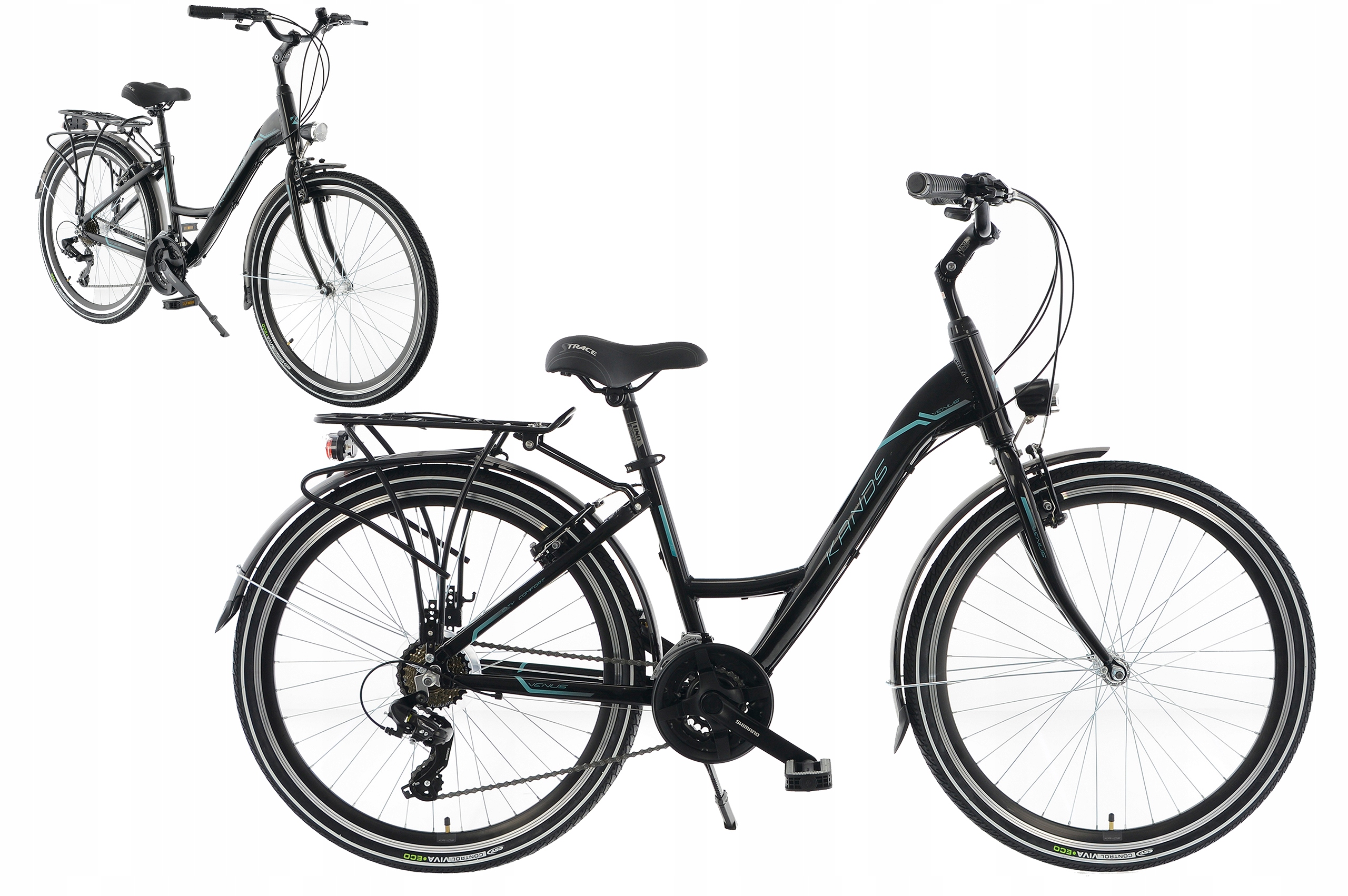 Rower miejski 26" Kands Venus rama 17" czarny miętowy R22