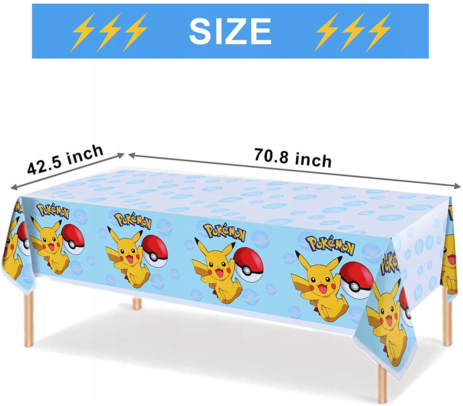 Motyw Urodzinowy Picachu Dekoracyjny Obrus 2PCS Motyw bajkowy