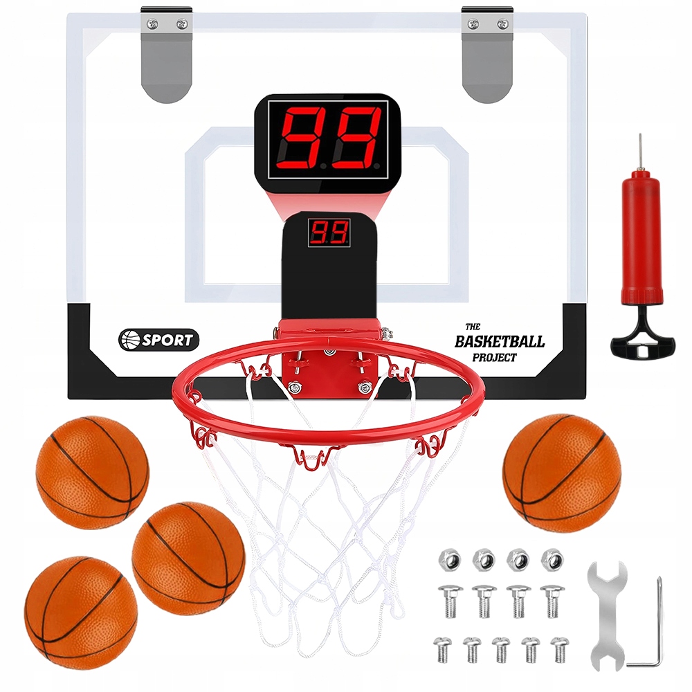 Zestaw Mini Kosz Do Koszykówki Naścienny Z 4 Liczniki Wyników Wytrzymały