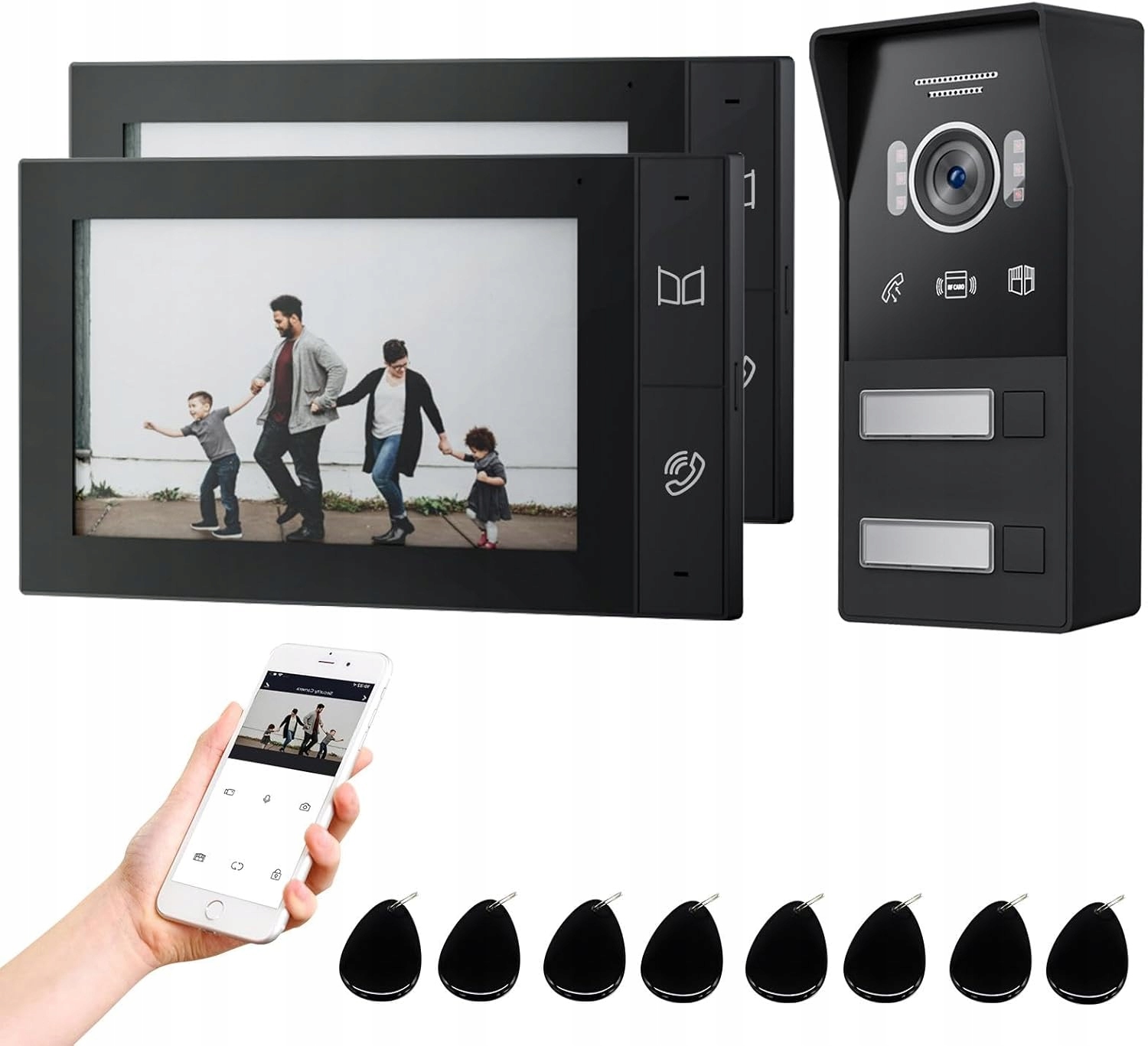 Jeatone Digitální Hledáček Na Dveře kamera 1080P 2 x LCD dotykový displej 7"