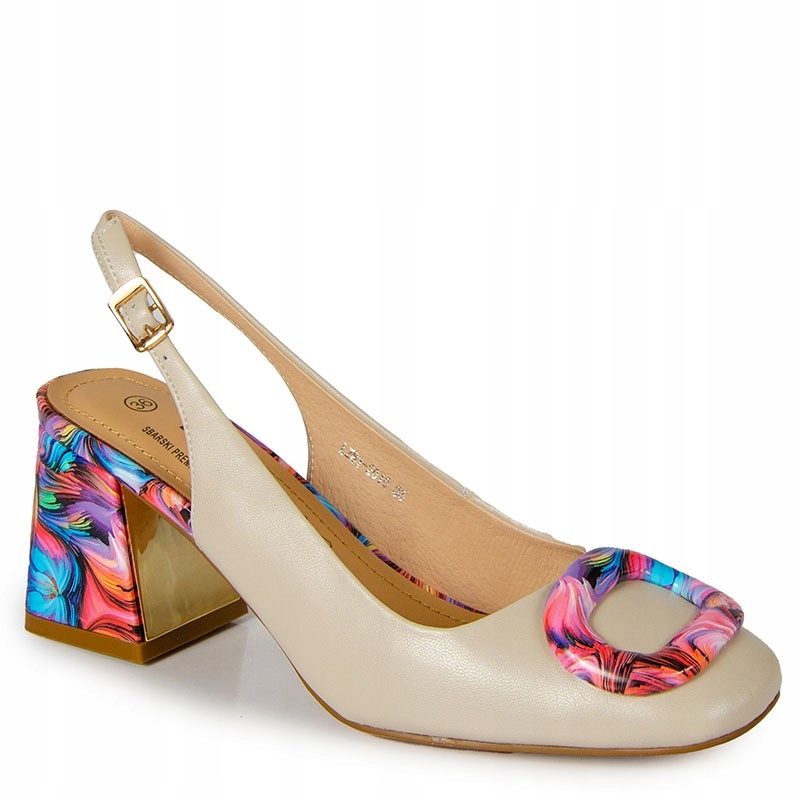 S.barski LZ61-2010 Béžové Kožené Sandály S Ozdobou 37