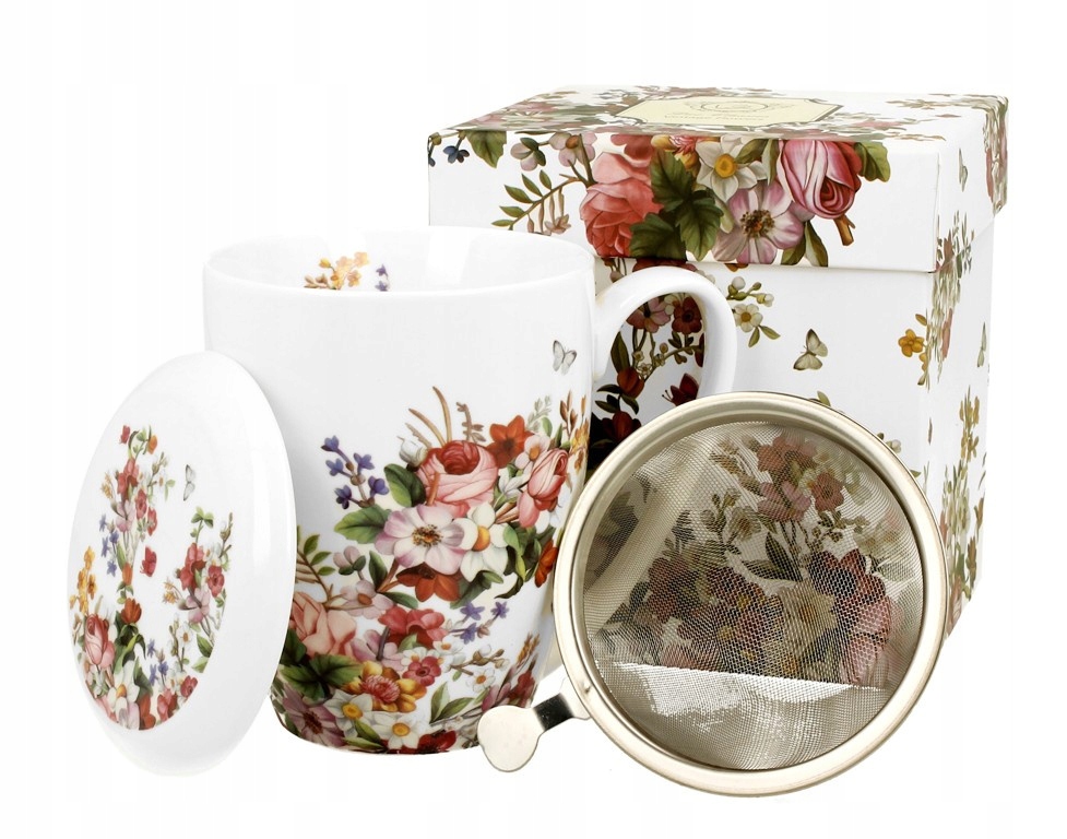 

Kubek z zaparzaczem Vintage Flowers White