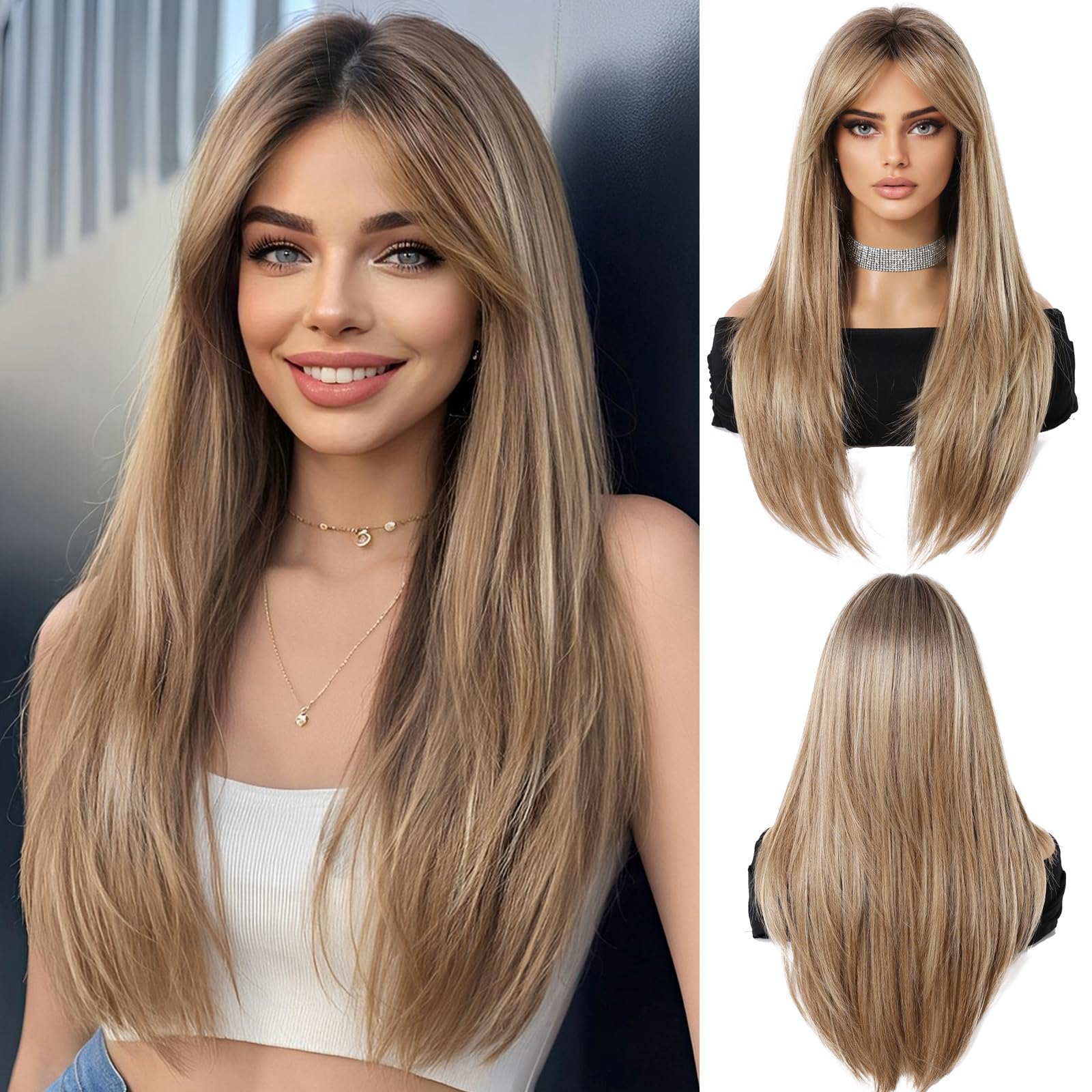 Paruka Oufei ombre blond s ofinou 61 cm