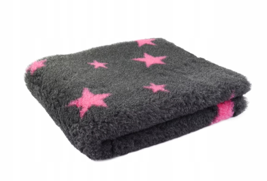 DryBed Blovi VetBed A+ pelíšek grafit s růžovými hvězdičkami M 100 cm x 75 cm