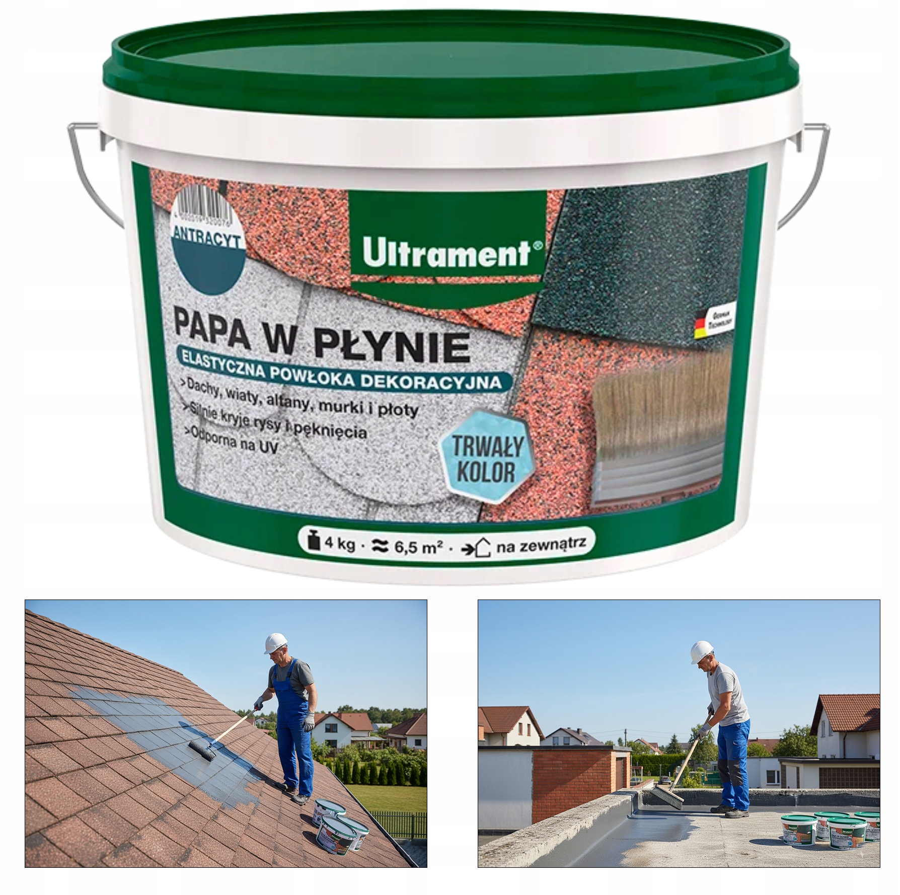 Ultrament Tekutá Lepenka 4 kg Antracit voděodolný, renovační, ochranný, silný