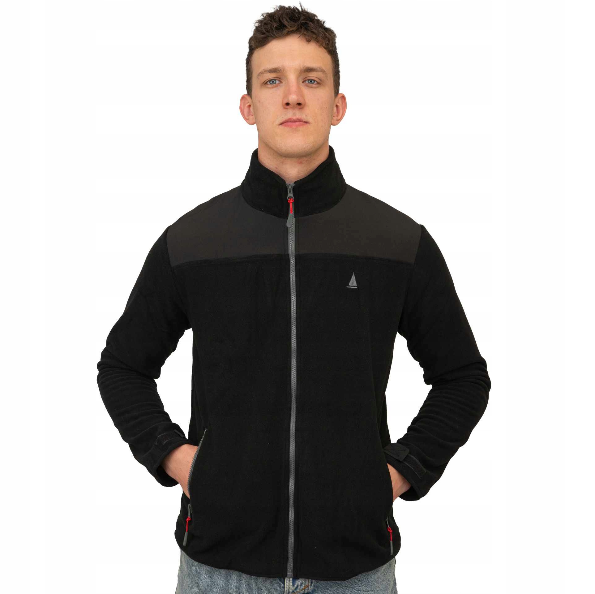 Teplá fleecová mikina pánská mikina fleecová rozepínací černá Captain Mike 4XL