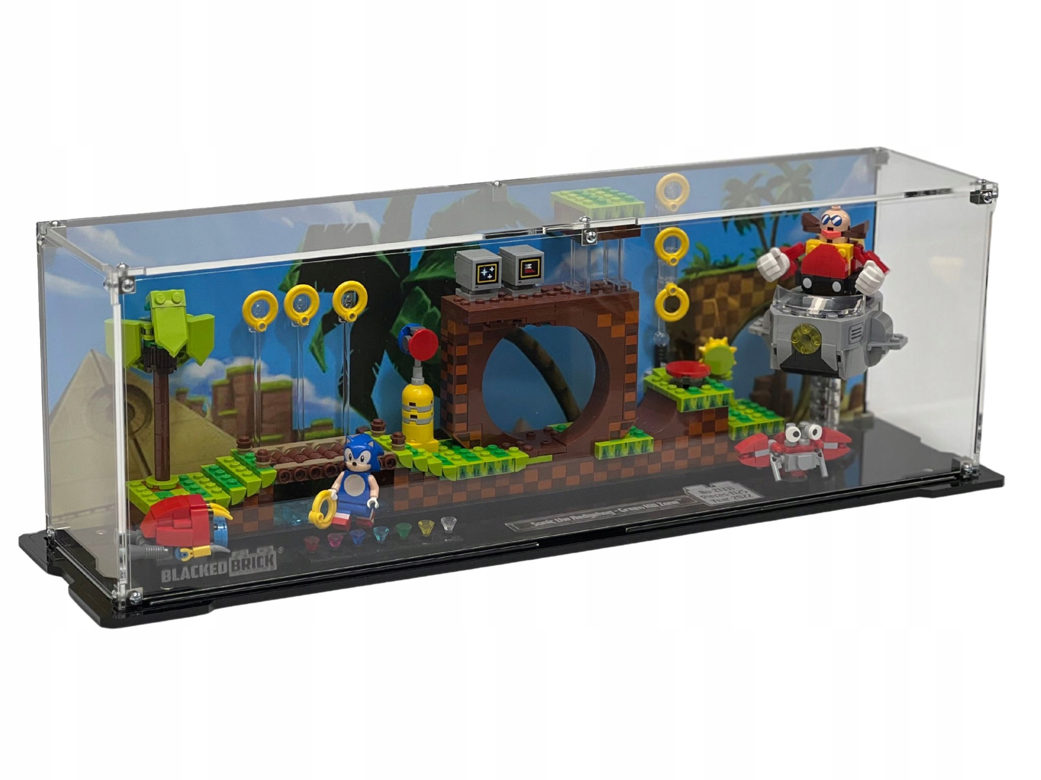 Vitrína s pozadím Blacked Brick pre Lego 21331 Ideas Sonic Green Hill Zone