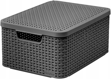 

Curver Koszyk Rattan Style M Z Pokrywą Szary