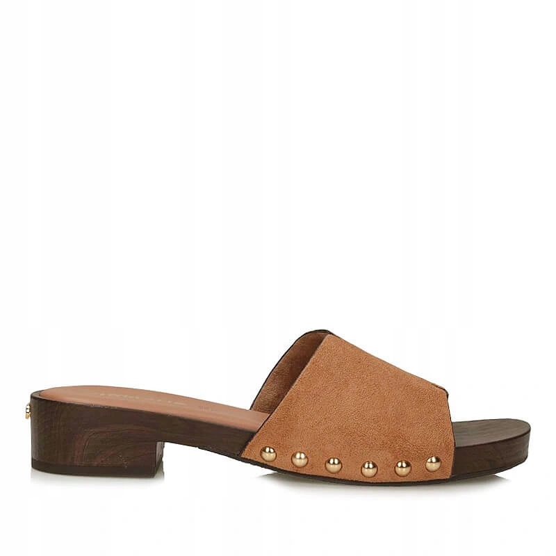 Nazouváky pantofle Tamaris 1-27118-46-305 Cognac, hnědé dřeváky na podpatku