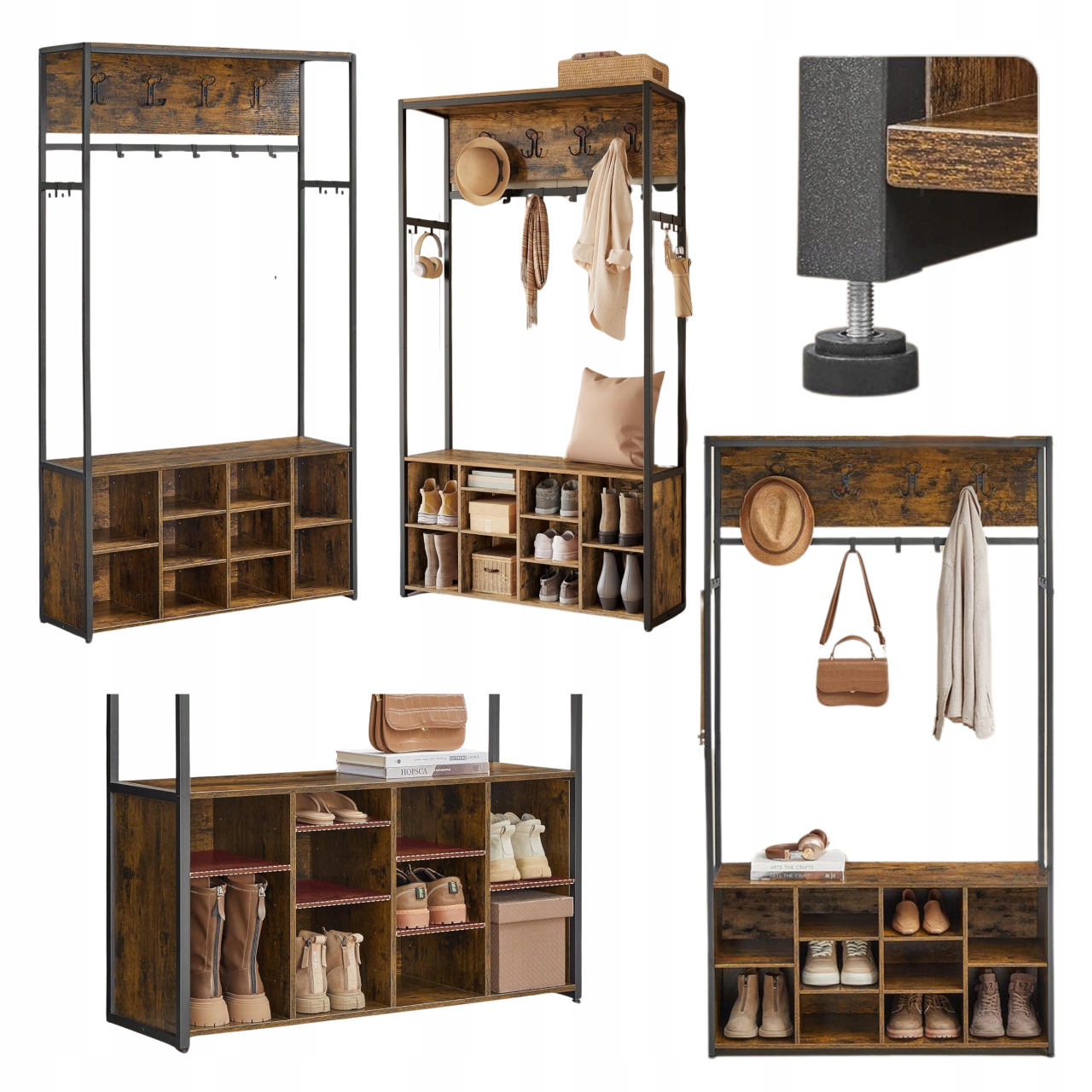 Vešiaková skriňa Veľká s lavičkou a policami na topánky do predsiene Loft