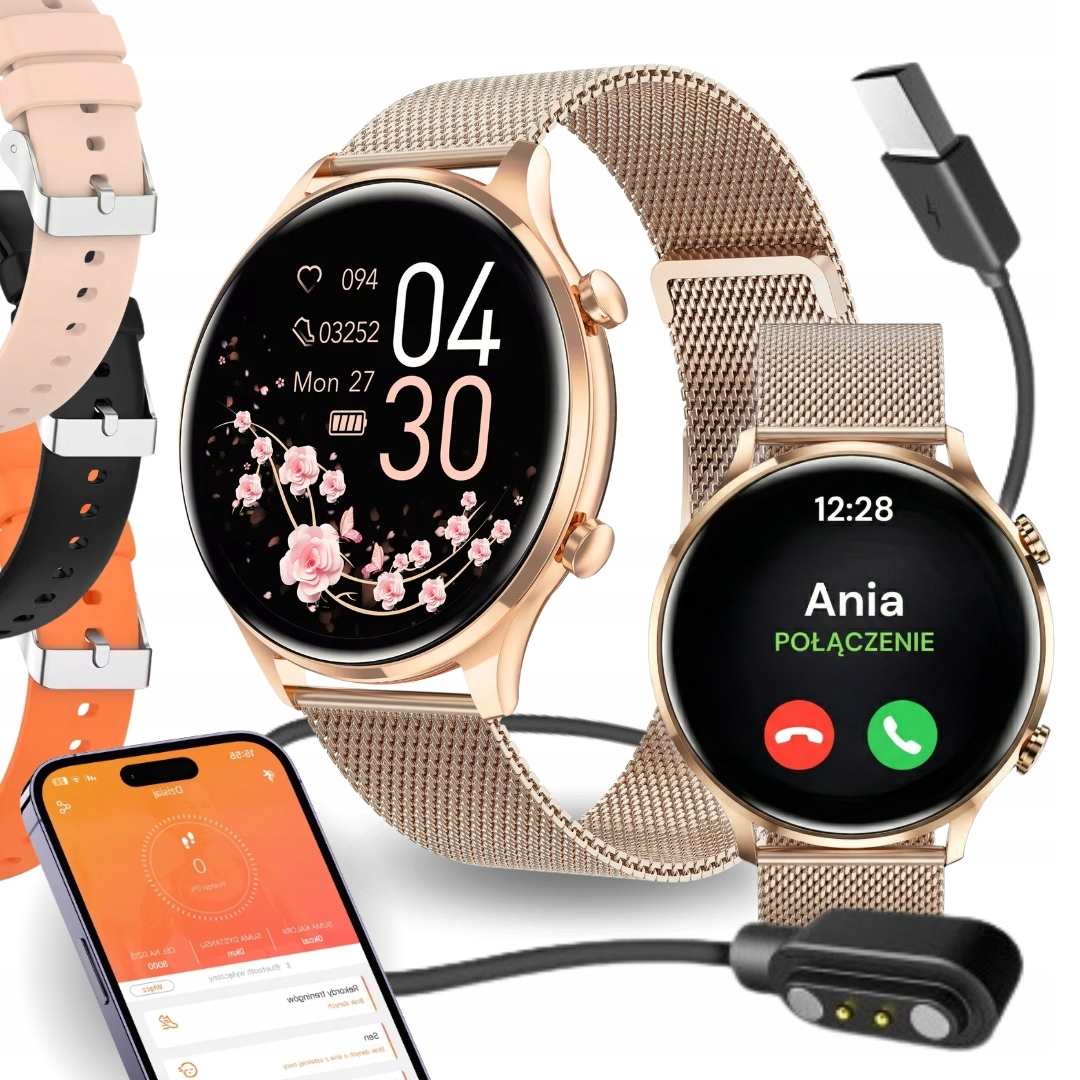 Smartwatch Damski Zegarek Wodoodporny Pl Menu Rozmowy Smart Watch 4 Paski