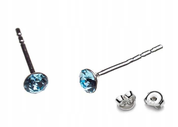 

Srebrne Kolczyki z kr. Swarovski Chaton 3mm Aqua.