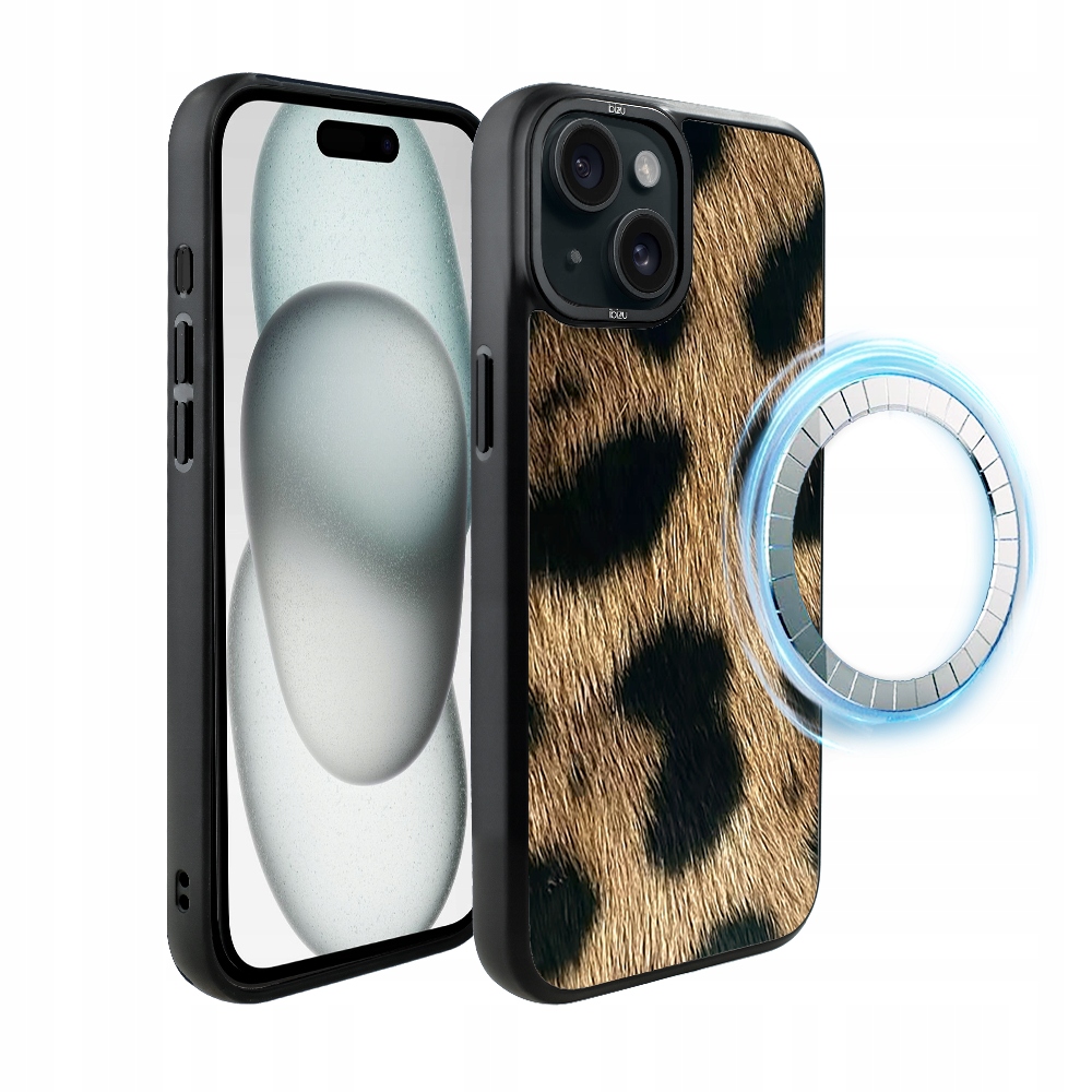 Pouzdro pro iPhone 15 Plus Ibizu DropGuard Matt s MagSafe, Leopard