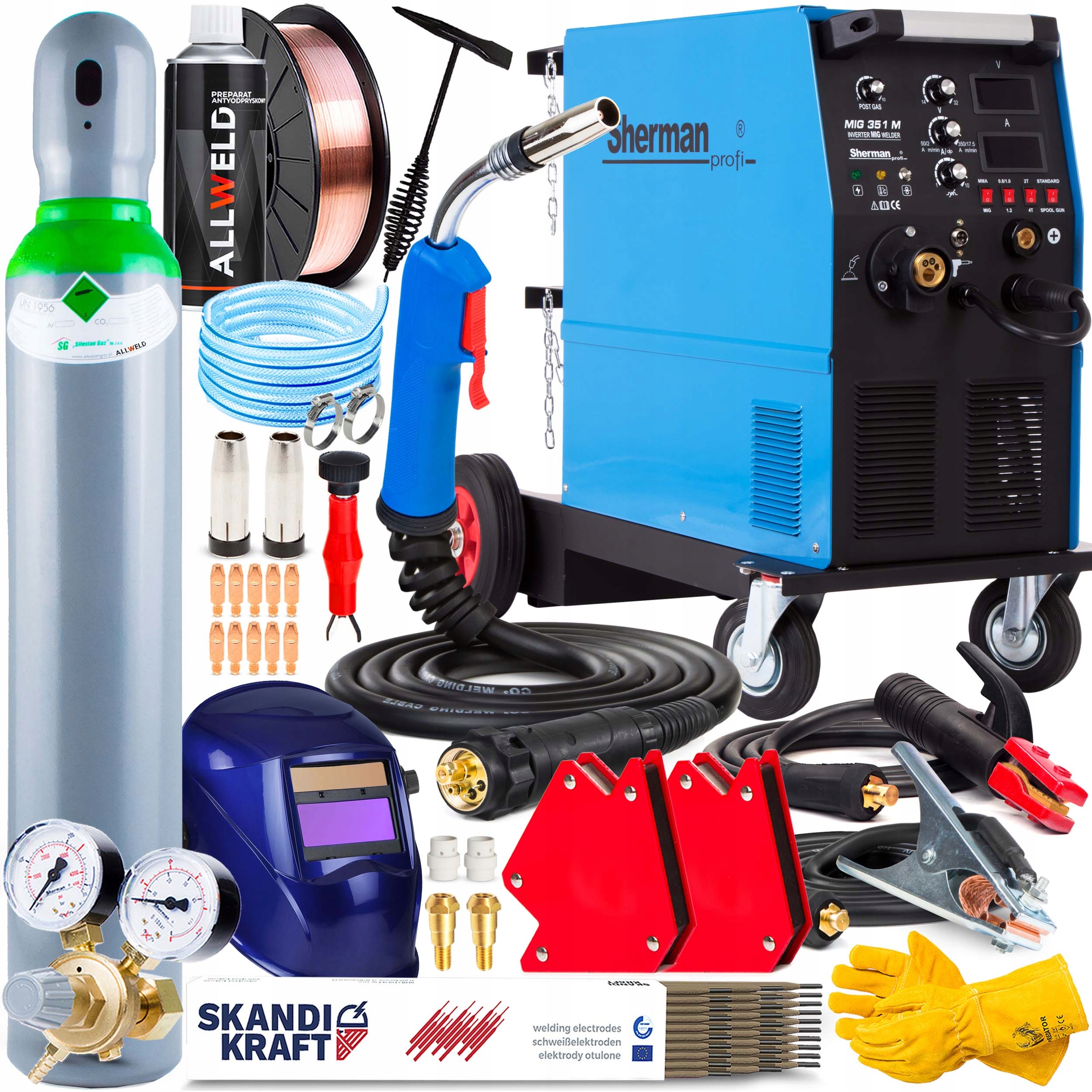 Svařovací Stroj Migomat Sherman Mig 351 M 4R Mag Mma 400V 350A Igbt 4X4 Sada