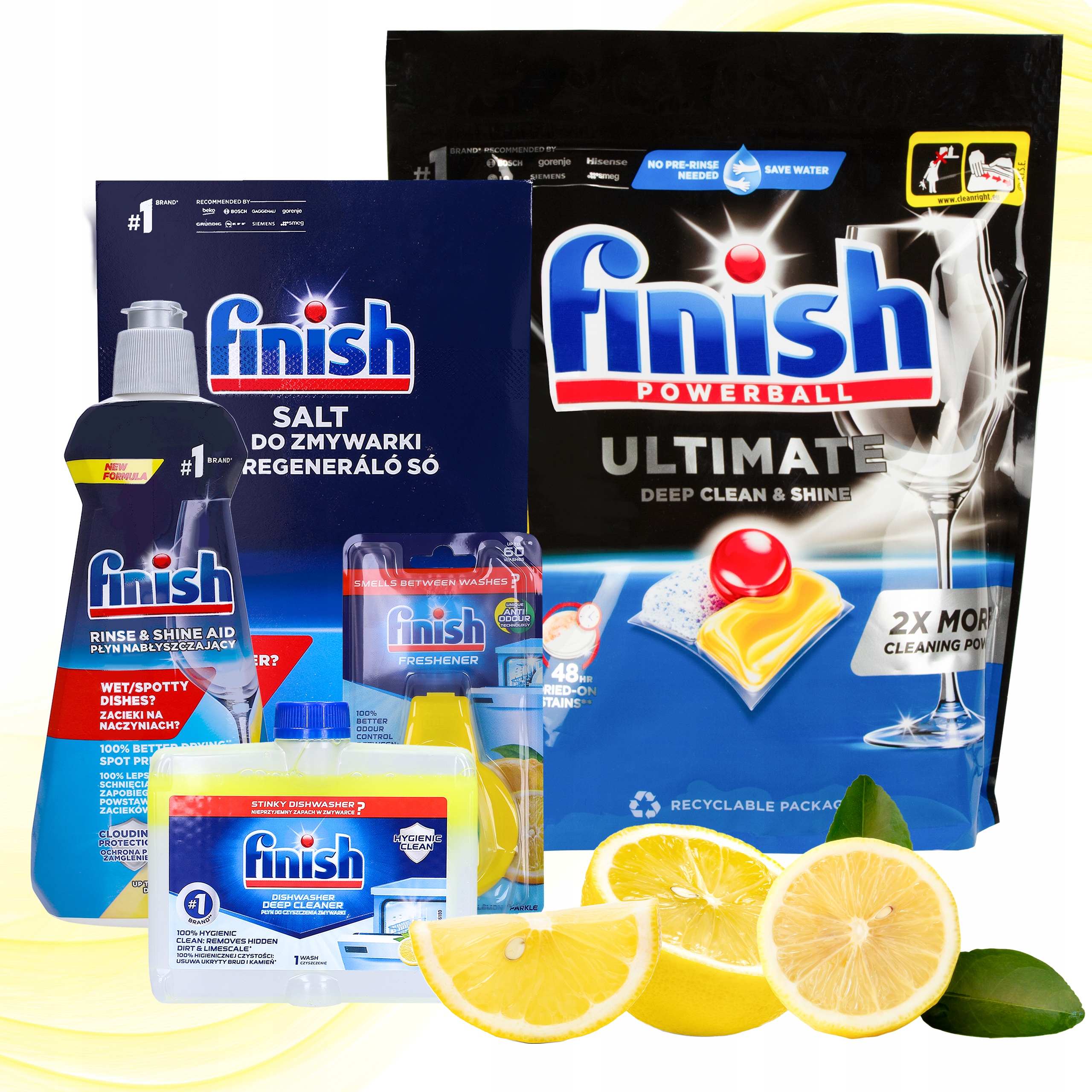 Levně Sada do myčky nádobí Finish Kapsle 100 Ks Sůl Vůně Čistič Leštidlo