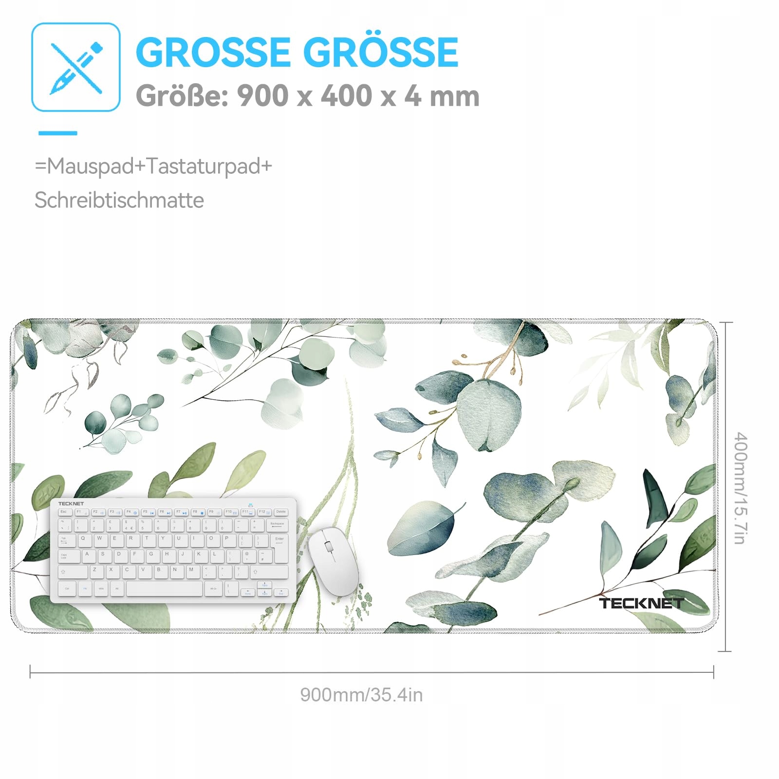 TECKNET Podkładka Gamingowa XXL 900x400 mm Czarna Wodoodporna — miniatura 3