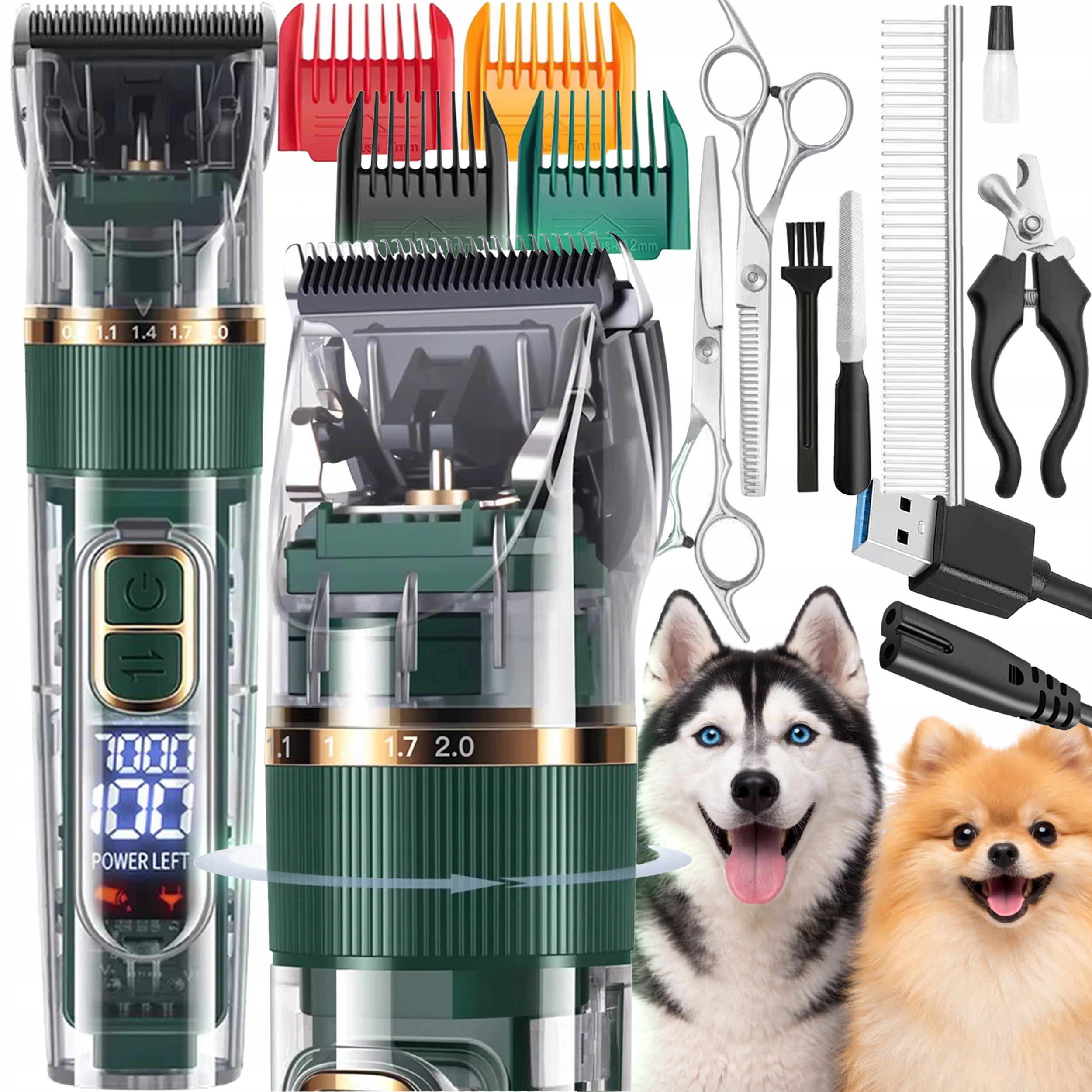 Levně Profesionální Zastřihovač Psů Zastřihovač Pro Psa Na Tlapky Set 12v1