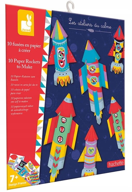 Zestaw Kreatywny Dla Dzieci Papierowe Rakiety Z Wyrzutnią 7+ Janod