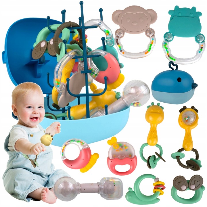 

Zestaw grzechotek grzechotka gryzak walizka etui