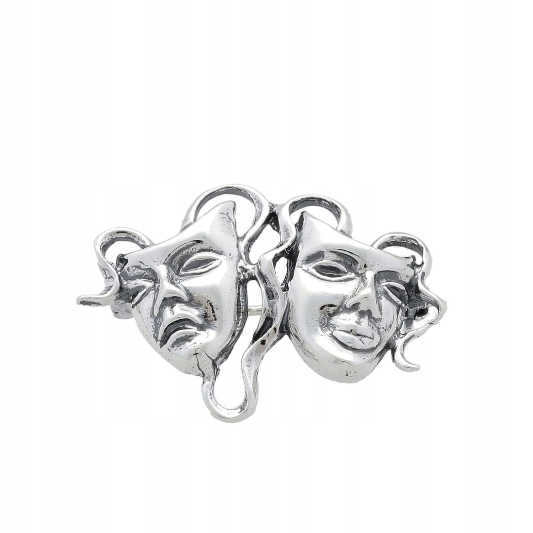 Brož s divadelní maskou z oxidovaného stříbro