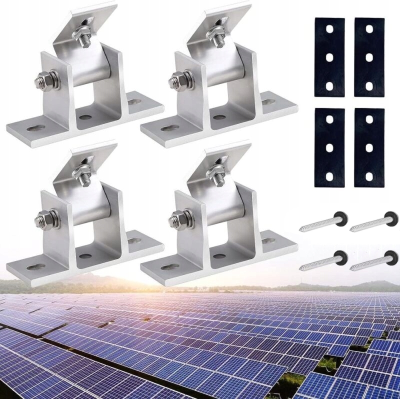 4 ks Sada Držáků Solárního Panelu, Nastavitelná
