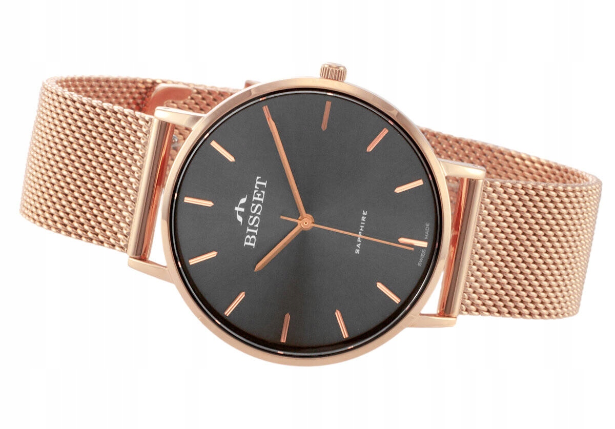 Elegantní Dámské Bižuterní Švýcarské Hodinky Bisset BSBF33 Růžové Zlato