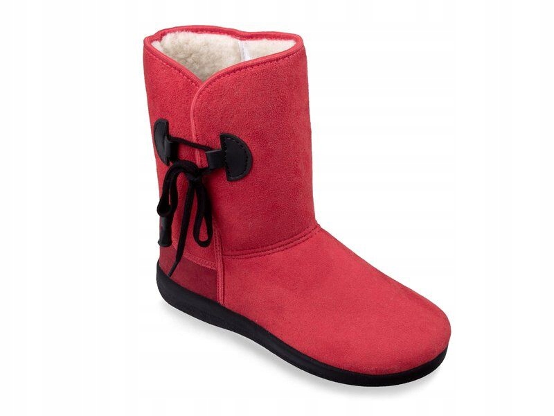 Dámské kozačky Bambosze červené zateplené vlnou, pohodlné